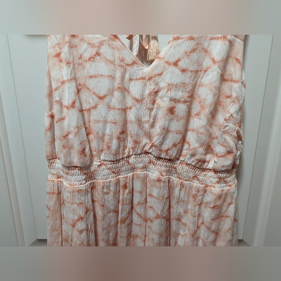 Isabel Maternity Sleeveless Dress Size Small Mauve And Peach. Elastic Waist - Picture 3 of 5